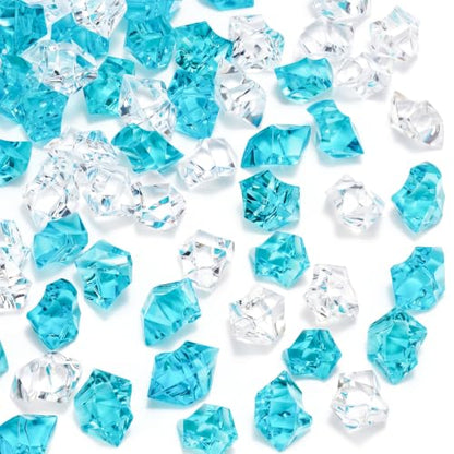DOMESTAR Mixed Blue and Clear Fake Ice, 150 PCS Acrylic Crystal Vase Filler - color: Mixed Blue