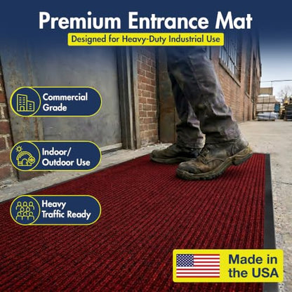 Notrax 109 Industrial Door Mat, 3' x 6' Red, Made in the USA - color: Red / Black, size: 3' x 6' (Rectangular)
