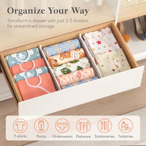 Lifewit 5" Tall Drawer Dividers, Adjustable Deep Drawer Organizer Clothes - size: 5"H, 11.5-18.5"L