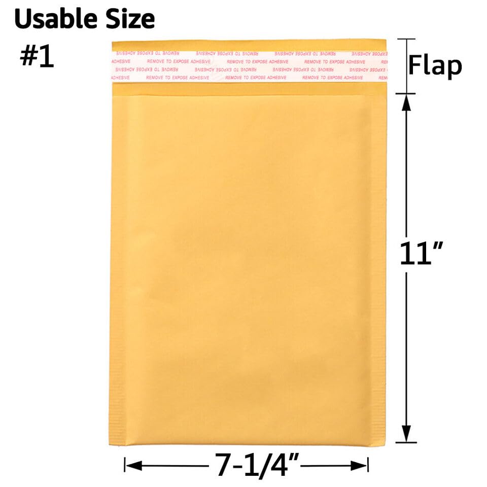 Kraft Bubble Mailers [10 Pack] Mailing Packing Envelopes #1 (7.25" x 11") - size: #1 7.25" x 11"