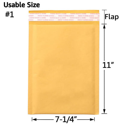 Kraft Bubble Mailers [10 Pack] Mailing Packing Envelopes #1 (7.25" x 11") - size: #1 7.25" x 11"