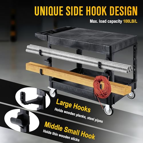 LDHTHOPI Utility Cart, Heavy Duty Flat with Full Swivel Wheels - color: Black