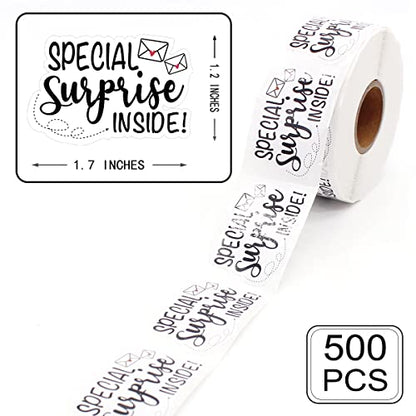 Special Surprise Inside Stickers, Funny Online Retailers Order Gifts Mailbox Paster, Coke Bag Packaging and Thank You Small Business and Other Purpose 1.7" L x 1.2" H 500 PCS - style: Special Surprise Inside Stickers
