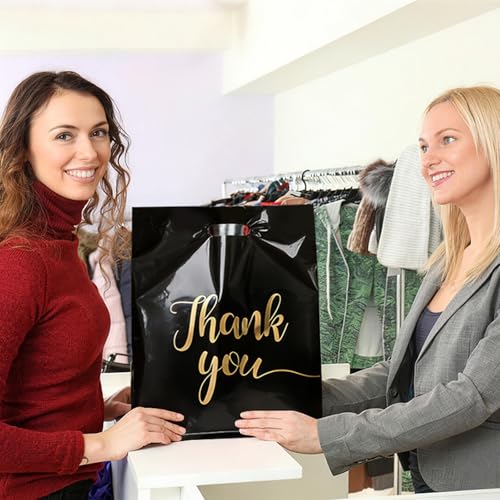 Ohuimrt Thank You Bags for Small Business, 15”x18”, Black, 100 PCS - style: 15 X 18 Inches