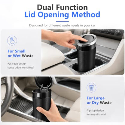 Car Trash Can with Lid, Leakproof, Mini, 1 Pack, Silver - color: Silver 01