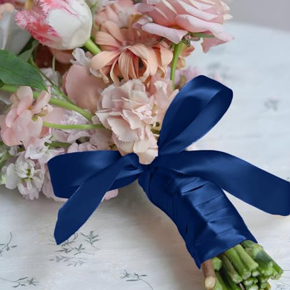 Navy Blue Satin Ribbon 1 Inch 100 Yards, for Wedding Gift Wrapping - color: Navy Blue