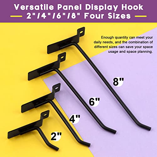 Swpeet 20Pcs 6 Inch Heavy Duty Slatwall Hooks Assortment Kit, Slatwall Accessories Slatwall Panel Hooks Garage Organization Slat Wall Hook Pegboard Gridwall for Retail Black - size: 6 Inch