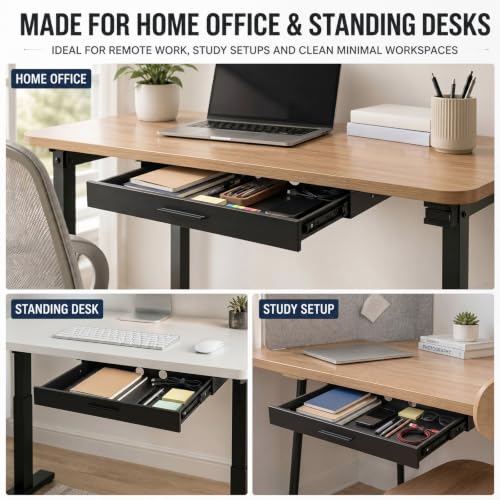 Menkxi 22 x 14 in Under Desk Drawer,Slide out Storage Organizer Heavy Duty - size: 22 x 14 in