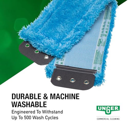 Unger Commercial SmartColor MicroMop 15.0, 16" Wet Microfiber Mop Pad, Reusable - Heavy-Duty Floor Cleaning, Blue - MM40B