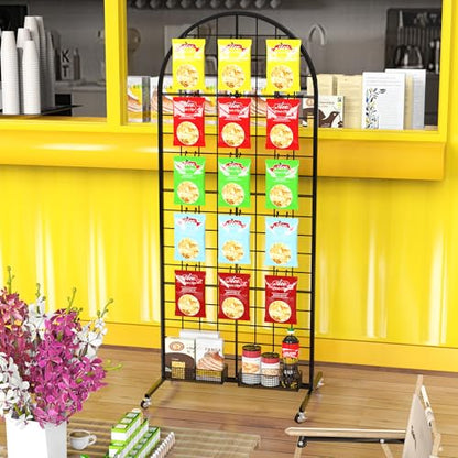 Aseem Metal Grid Wall Panels Display Stand Black Movable 2x5.2FT, 2PCS - color: 2 Black, size: 5.2 FT