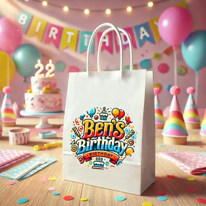 Flexicore Packaging 16"x6"x12" | 10 to 1,000 Pcs - White Kraft Paper Bags, Shopping, Merchandise, Party, Gift Bags, (Custom Printed-White)