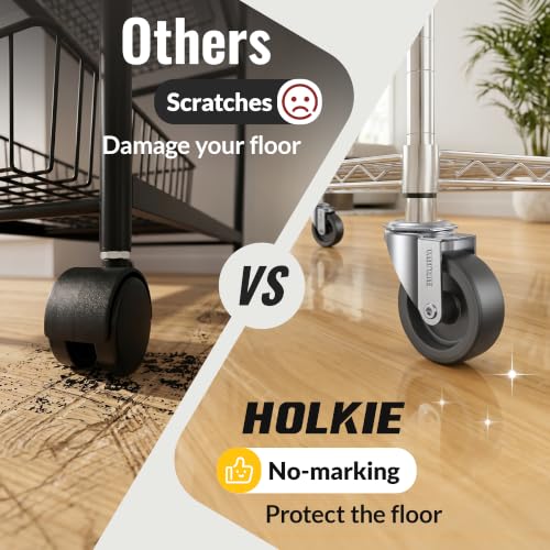 HOLKIE Caster Wheels 3 inch with No Brake Stem Casters, 1/2" -13 x 1-1/2" (Stem Diameter 1/2", Stem Length 1-1/2") Threaded Swivel Casters Set of 4 Heavy Duty Castors Black - color: Black-4Pack, size: 1/2" -13 x 1-1/2"