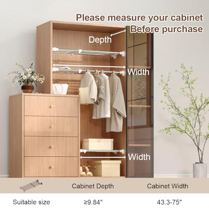 Hershii Tension Shelf Expandable Rod, Adjustable Closet Tension Shelves - color: Ivory, size: 46.85 - 75 inches