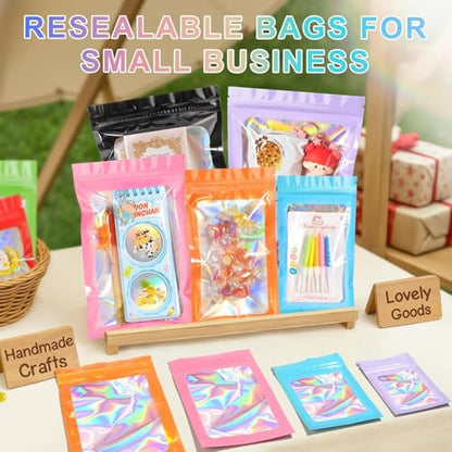 ANZNKU 100PCS Holographic Pink Mylar Bags, Resealable Smell Proof 2.7x3.9 - color: Pink, size: 2.7 x 3.9 Inch