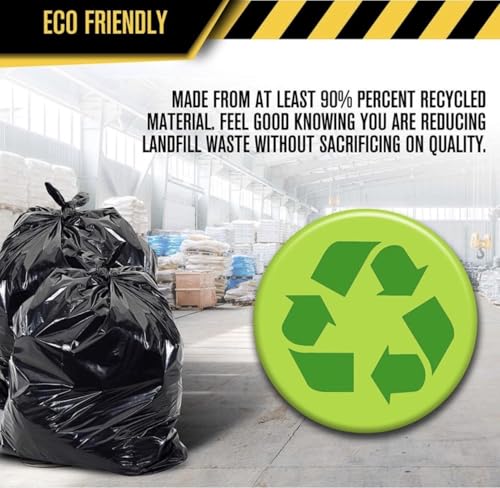 Heavy Duty 55 Gallon Trash Bags (100 Count) - Extra Large Black Commercial Garbage Bags, 2 Mil Thick Leak-Proof Liners for Kitchen, Restaurant, and Large Household Clean-Up