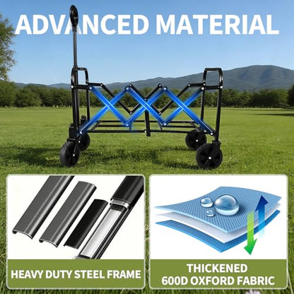 Foldable Wagon Cart, Utility Wagon with All Terrain Wheels