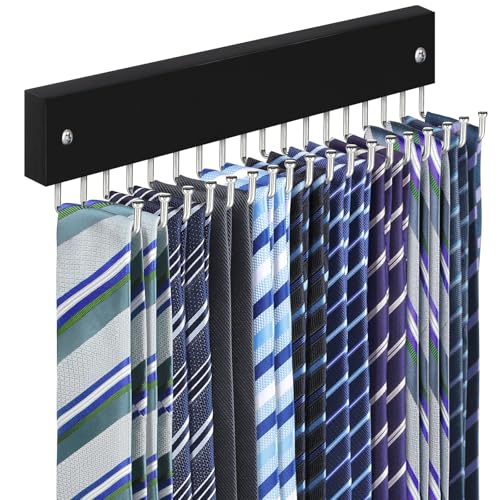 Tie Rack Belt Hanger Wall Mounted Tie Organizer Black 1 Pack - color: Black