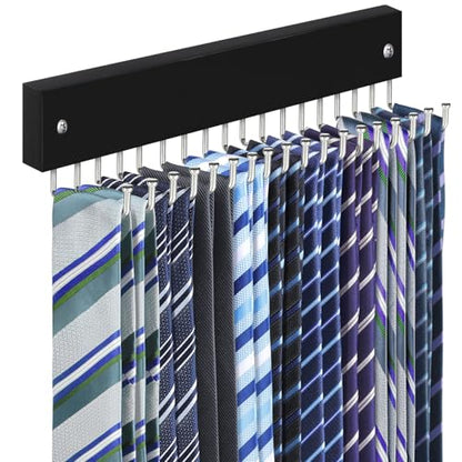 Tie Rack Belt Hanger Wall Mounted Tie Organizer Black 1 Pack - color: Black