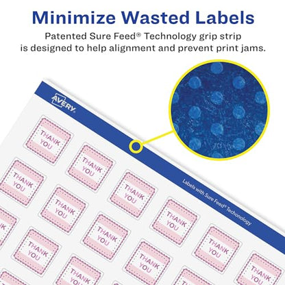 Avery® Matte White Removable Square Labels, Sure Feed® Technology, Print-to-The-Edge, 3/4" x 3/4", 2,000 Removable Labels, Laser/Inkjet Printable - style: 2,000 labels
