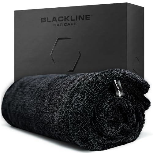 Blackline Microfiber Car Drying Towel 24"x36", 1300GSM Twisted Loop - color: Charcoal Grey