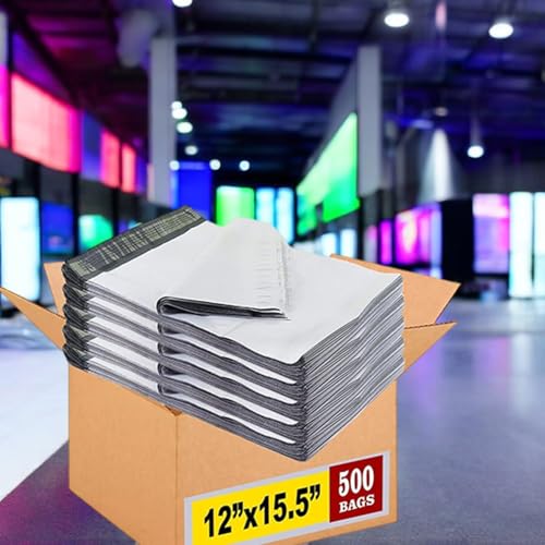 iMBAPrice 500 - 12 x 15.5 Premium Matte Finish White Poly Mailers Envelopes Bags (iMBA-5PM-500) - size: 12.5x15.5, style: Master Carton