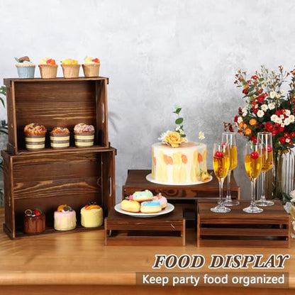 CroBlissful 5 Pack Wooden Crates for Display Rustic Nesting Crates, Brown - color: Brown