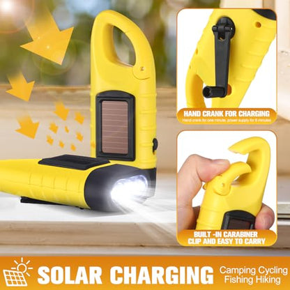 Mudder 6 Pack Hand Crank Flashlights Solar Powered Flashlight, Green,Yellow - color: Green,Yellow