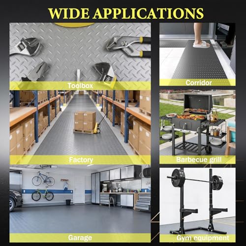 StellarStar 4x20 FT Garage Floor Mat, 2.8mm Thickened PVC Diamond Plate - color: Gray, size: 4x20 FT