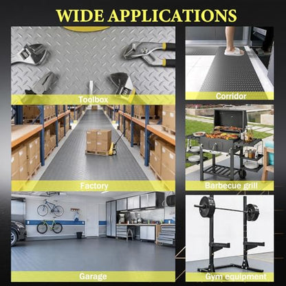 StellarStar 4x20 FT Garage Floor Mat, 2.8mm Thickened PVC Diamond Plate - color: Gray, size: 4x20 FT