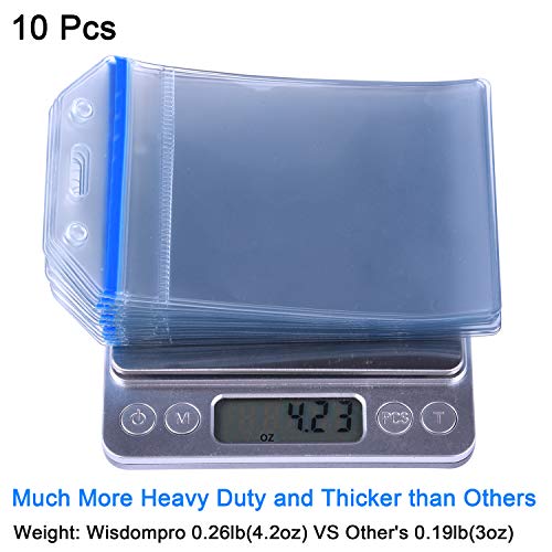 Wisdompro 10 Pack Vertical Thick Clear ID Badge Holder with Ziplock, Blue - color: Blue Zip, size: 10 Pack Vertical