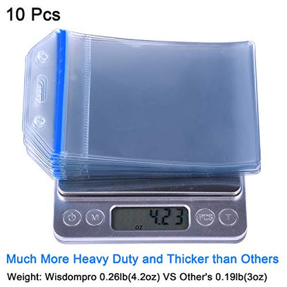 Wisdompro 10 Pack Vertical Thick Clear ID Badge Holder with Ziplock, Blue - color: Blue Zip, size: 10 Pack Vertical