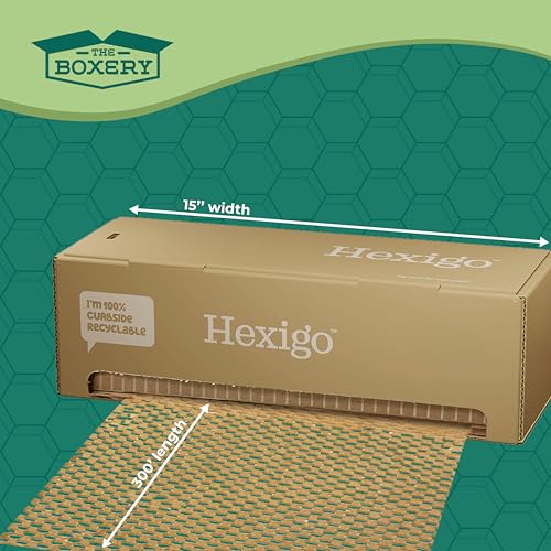 The Boxery Honeycomb Packing Paper 15”x3600” (300’) Self Dispensed Box, Cushioning Wrap, Box Filler, Void Filling, Shipping & Moving Supplies, Alternative to Plastic Bubble|Eco Friendly-Small Business - size: Box Dispenser - 15"x300 FT.