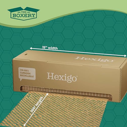 The Boxery Honeycomb Packing Paper 15”x3600” (300’) Self Dispensed Box, Cushioning Wrap, Box Filler, Void Filling, Shipping & Moving Supplies, Alternative to Plastic Bubble|Eco Friendly-Small Business - size: Box Dispenser - 15"x300 FT.