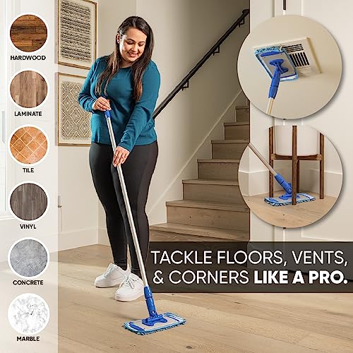 10" Mucho Microfiber Mop System - Mops for Floor Cleaning - Hardwood Floor Mop for Tile, Laminate, Wood, Vinyl Floors | Washable Pads | Dry & Wet Mopping - Microfiber Wholesale - size: 10" Kit