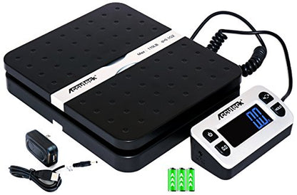 ACCUTECK 8580 High Capacity 110 Lbs High Accuracy 0.1OZ Digital Postal Scale with Remote Display, Batteries and USB Cable and AC Adapter Included - color: Black