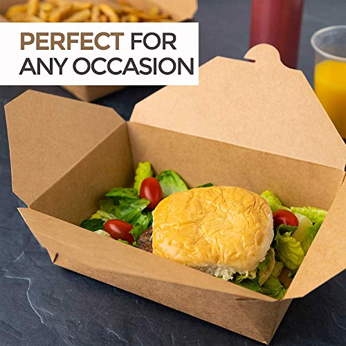 Stock Your Home Microwaveable Kraft Brown Take Out Boxes 71 oz (40 Pack) Leak and Grease Resistant Food Containers - Recyclable Lunch Box - to Go Containers for Restaurants, Catering and Parties - size: Forty Pack (71 Oz)