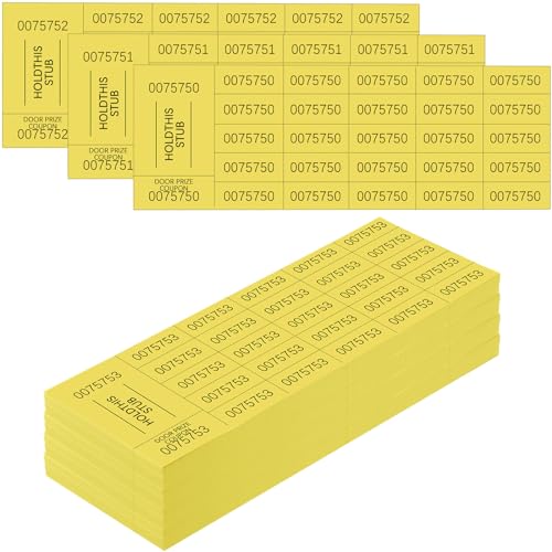 Kosiz 25 Bid 504 Raffle Ticket Sheets Chinese Auction Tickets, Yellow - color: Yellow, size: 25 Bid