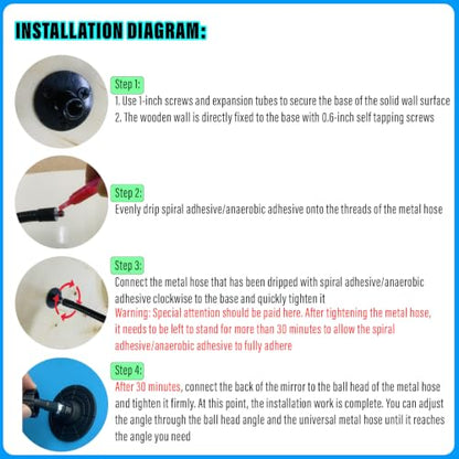17.33" HD Frameless Acrylic Convex Mirror, Wide Angle Blind Spot Mirror - size: 17.33 inch wide-angle lens+base