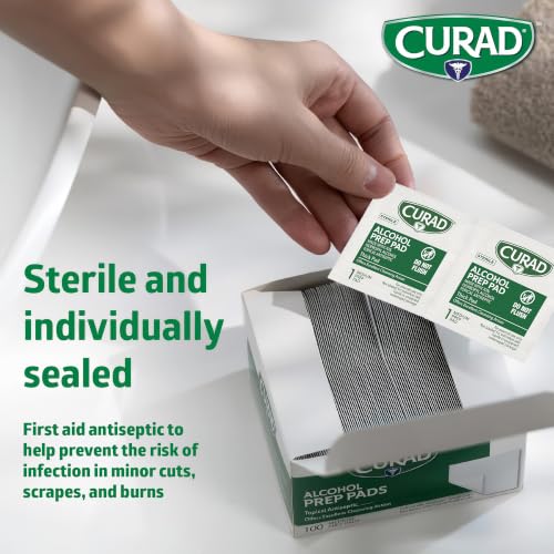 CURAD Alcohol Prep Pads, 400 Count, Medium 70% Isopropyl Alcohol Wipes, Individually Wrapped, First Aid Alcohol Swabs for Cuts & Scrapes, Medical Alcohol Pads