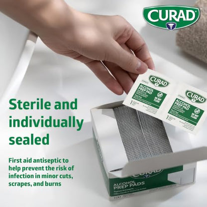 CURAD Alcohol Prep Pads, 400 Count, Medium 70% Isopropyl Alcohol Wipes, Individually Wrapped, First Aid Alcohol Swabs for Cuts & Scrapes, Medical Alcohol Pads