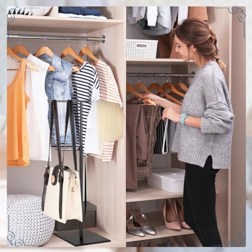 Leinuosen 4 Pcs Tabletop Purse Display Stand Metal T Bar Display - color: Black