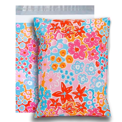POLYSELLS 50pcs 12x15.5 Inches Poly Mailers Waterproof & Tear Resistant Mailing Envelopes, Cute Small Business Bags for Clothes, Gifts - Flowers - color: Flowers, size: 12"x15.5" 50 PCS