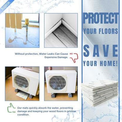 10 Pcs Water Absorbent Mats - 13.8" x 15.8" Reusable Water Absorbing Pads for Home, Kitchen, Garage, and Basement - Hand-Wringable Quick-Dry Water Absorbers (1 Pack, 10 Pcs) - size: 10 Pcs