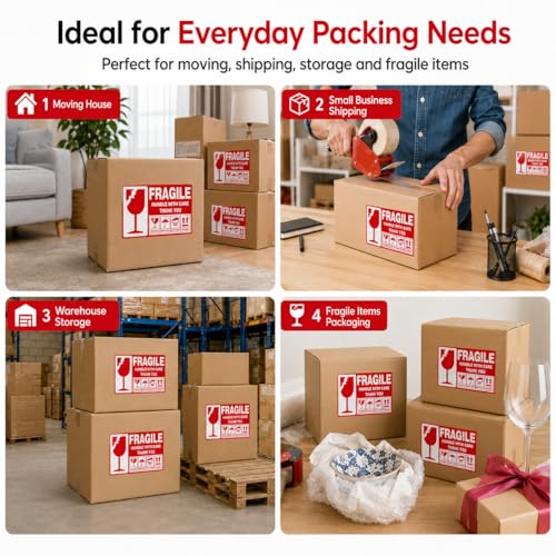 Large (6" X 3.5") Shipping Labels 300 pcs Fragile Handle with Care Warning Stickers Keep Dry Upward Do Not Trample - size: STK-01 300pcs