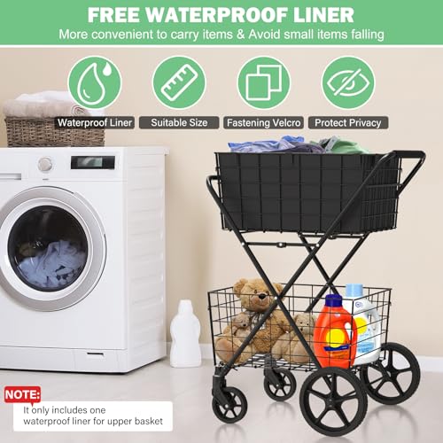 𝐍𝐄𝐖 2-Tier Large Collapsible Grocery Cart On Wheels 400lbs Shopping Cart - size: Extra Large