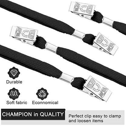 Marspark 200 Pcs Lanyards for ID Badges, Flat Swivel Hook,Black - color: Black