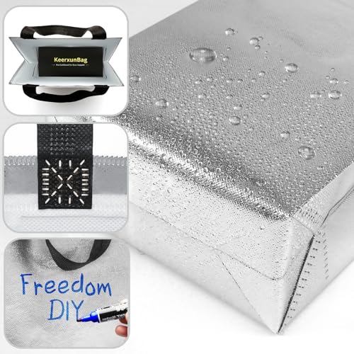KeerxunBag Silver Gift Bags - 12pk - Reusable - With Inner Liner Paper - color: Silver