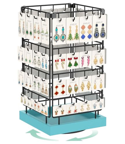 EsLuker.ly Rotating Earring Display Holder Stand for Vendors Selling, Blue - color: Blue+Black