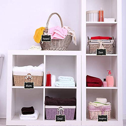 Hahiyo 3.15 x 2.36 Inch Double Sided Chalkboards with Hanging String Help Marking Easy Writing Quick Attach Wood Double-Sided Rectangle Blackboard 15 PCS for Message Signs Food Labels Wedding Party - size: 3.15 x 2.36 in (Rope)-15 PCS