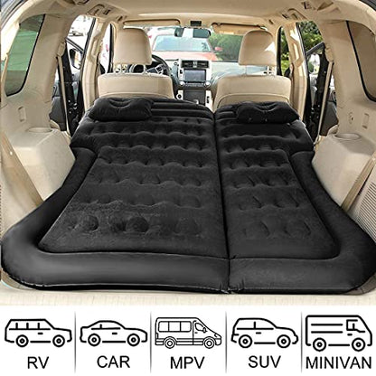 SAYGOGO SUV Air Mattress Camping Bed Cushion Pillow Inflatable Thickened Car Air Bed Mattress with Electric Air Pump Portable Sleeping Pad for Travel Camping Upgraded Version Black - color: Black